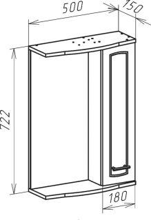 Зеркало-шкаф с подсветкой Bellezza Классик 50см правый белый 00000002169